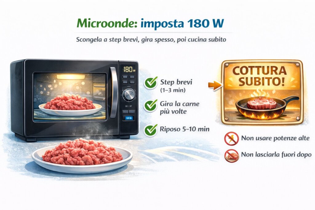 scongelamento carne in microonde